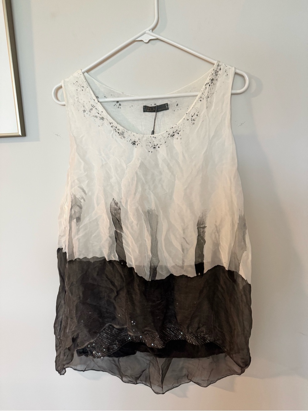 lola White and Black Layered Sheer Sleeveless Camisole